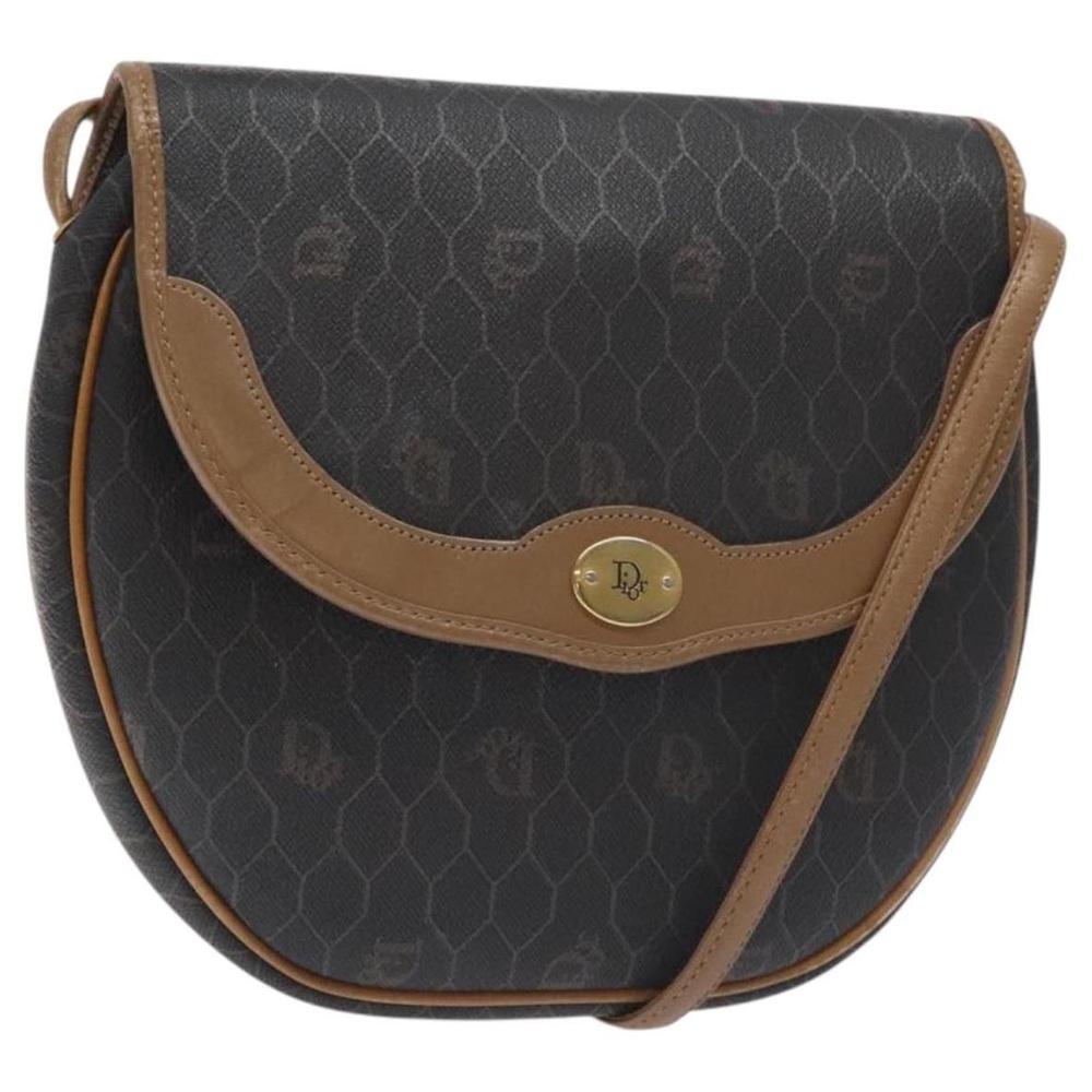 Vintage Christian Dior Honeycomb Canvas & Leather Flap Crossbody Bag